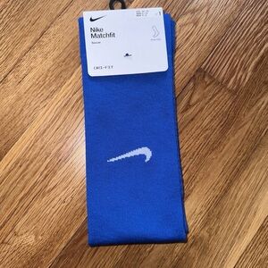 Nike Dri FIT Matchfit Blue Soccer Socks Knee High YTH 5Y-7Y Men 6-8 WMN 6-10